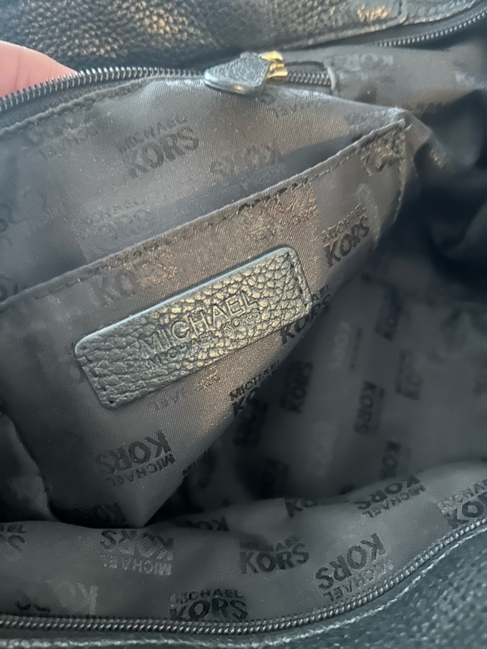 Michael Kors Black Pebbled Leather Tote with Gold Chain Handles - Picture 5 of 12